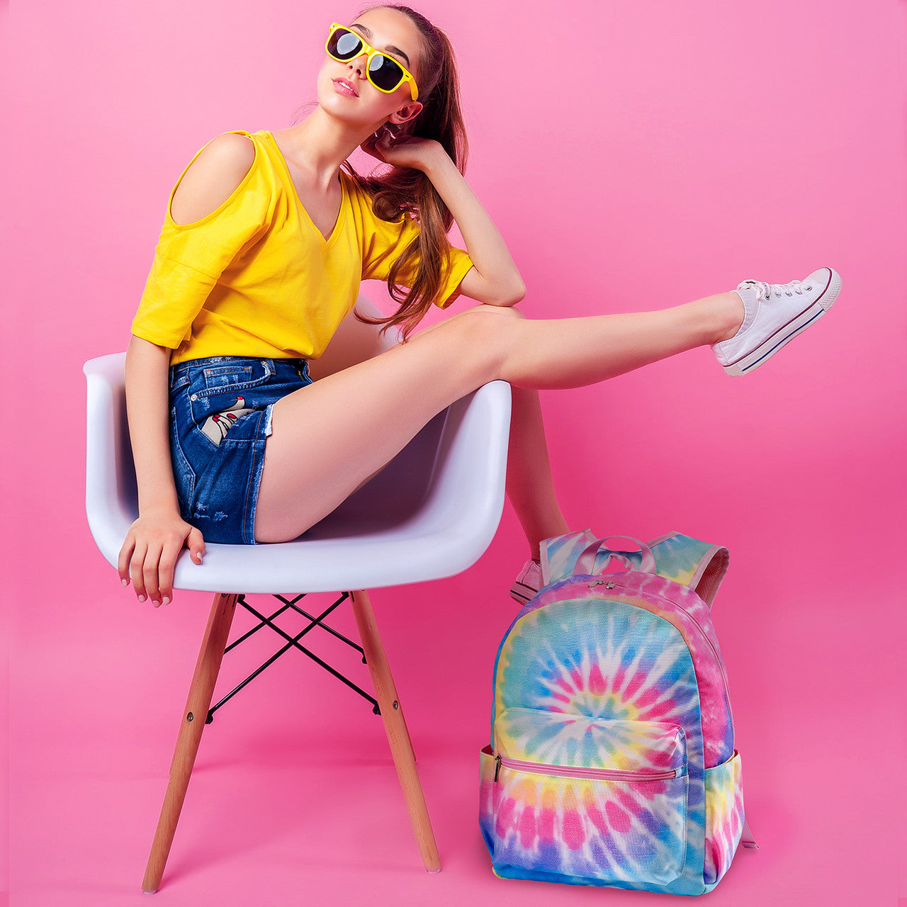 Top Trenz Tie-Dye Backpack Canvas Pastel Delight 2-Zipper - Top Trenz Bags