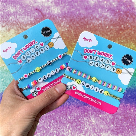 Top Trenz Don't Worry Bead Happy -Stretch Beaded Bracelets Accessories
