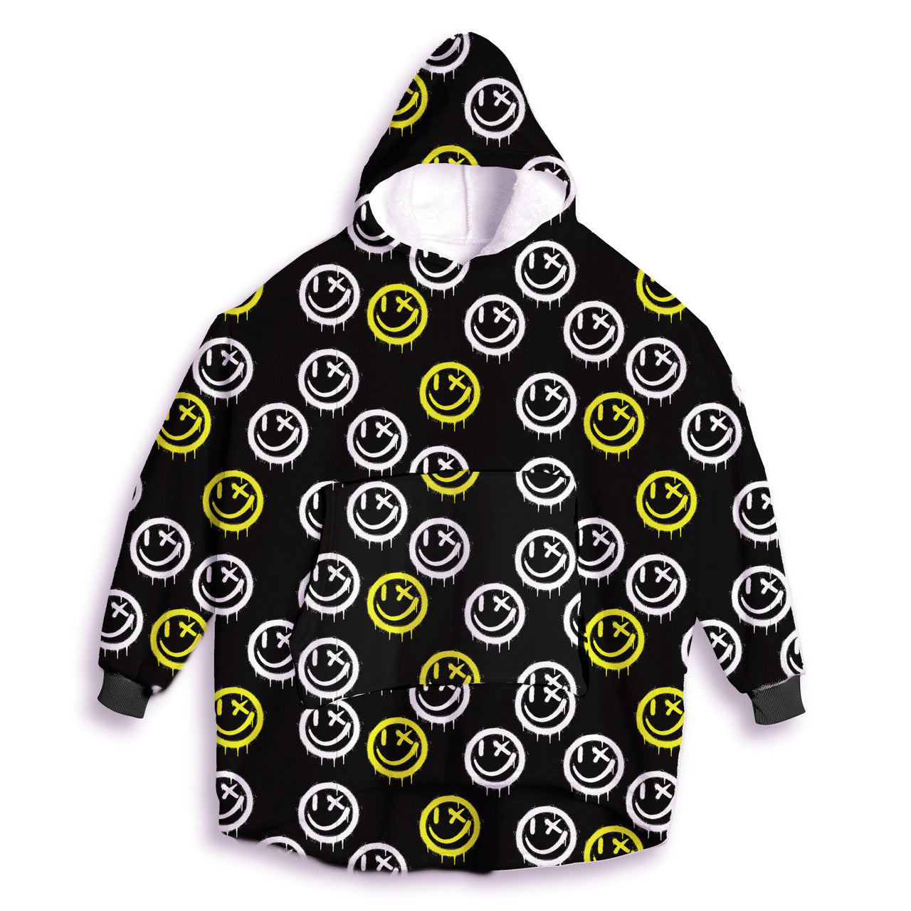 Top Trenz Hyped Print Fuzzy Oversized Hoodie Sweatshirt Apparel