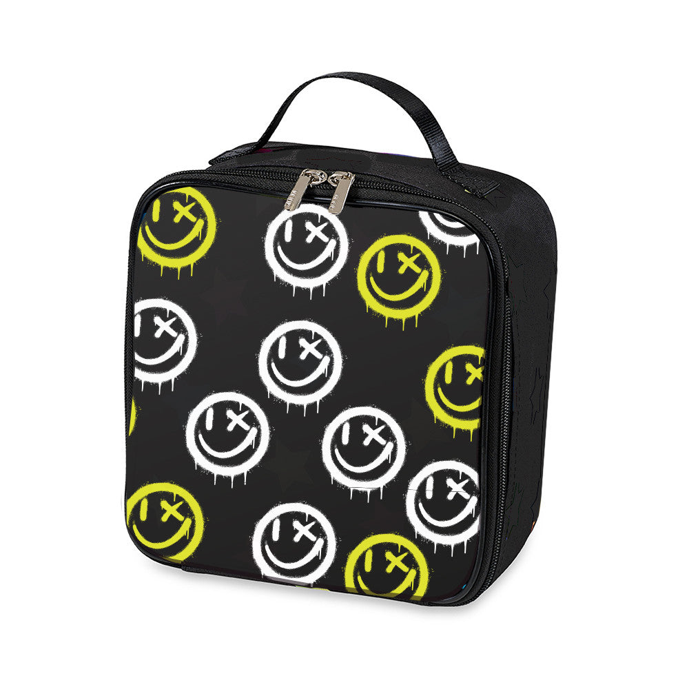 Top Trenz Canvas Happy Printed Lunch Box For Camp And School Bags