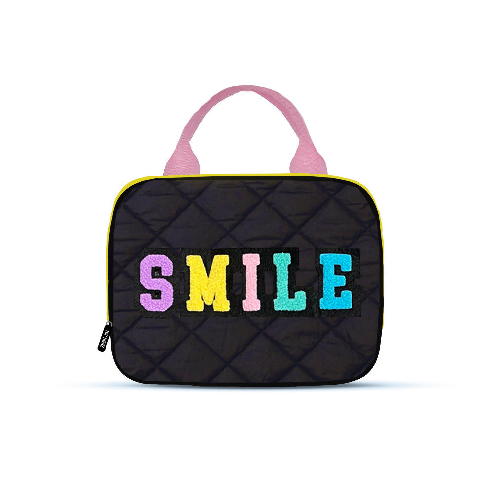 Top Trenz Best Selling Black Printed Puffer Insulated Lunch Bag Bags
