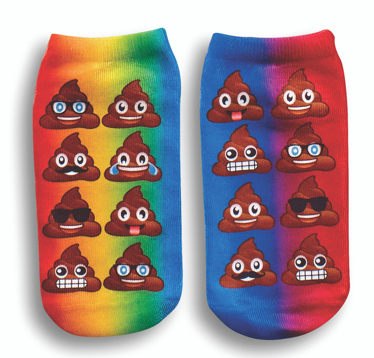 Top Trenz Ankle Socks-Multi Rainbow Poop Apparel
