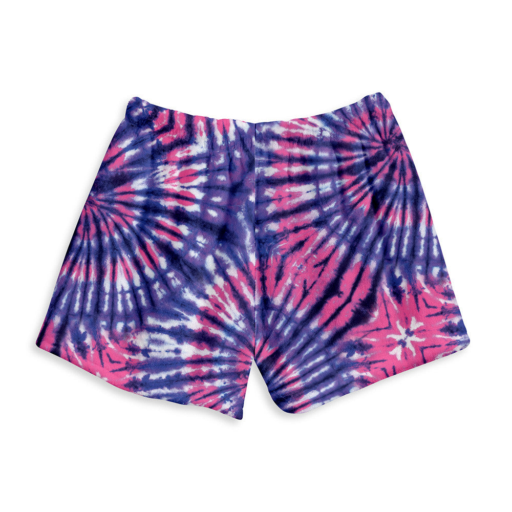 Top Trenz Fuzzy Tie Dye Loungewear Cozy Shorts Apparel