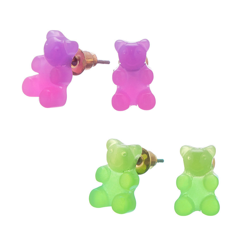 Top Trenz Playful Bear Design Stud Earring Sets Accessories