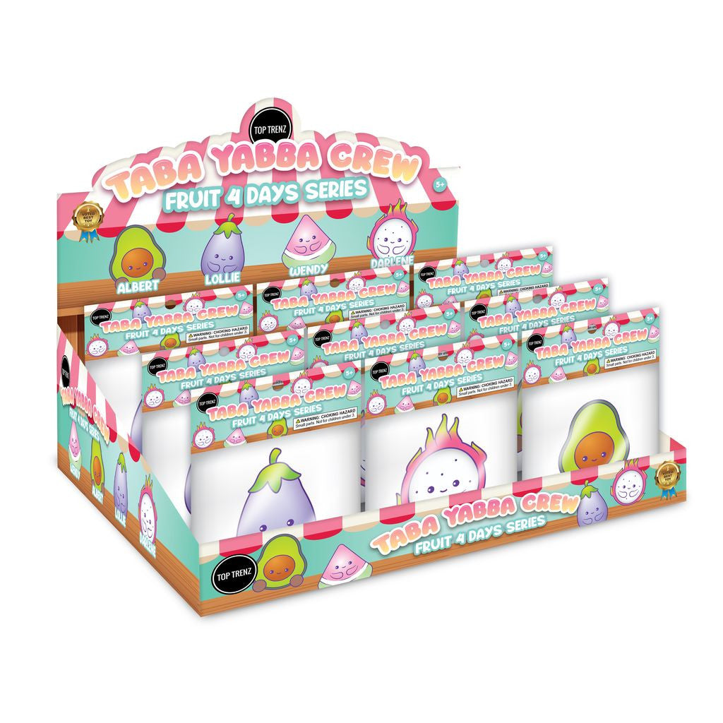 Top Trenz Taba Yabba Crew – Fruit 4 Days Series - Extra Sticky Fruit Fidget Toys to Squish & Collect Toys