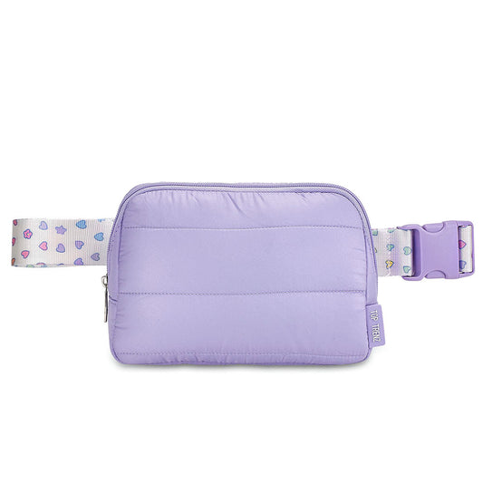 Top Trenz Navy Puffer Belt Bag with Rainbow Stars Strap – Trendy Crossbody Fanny Pack for Girls Bags|Holiday