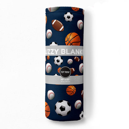 Top Trenz Navy Sports Fuzzy Throw Cozy Soft Blankets For Lounging Apparel