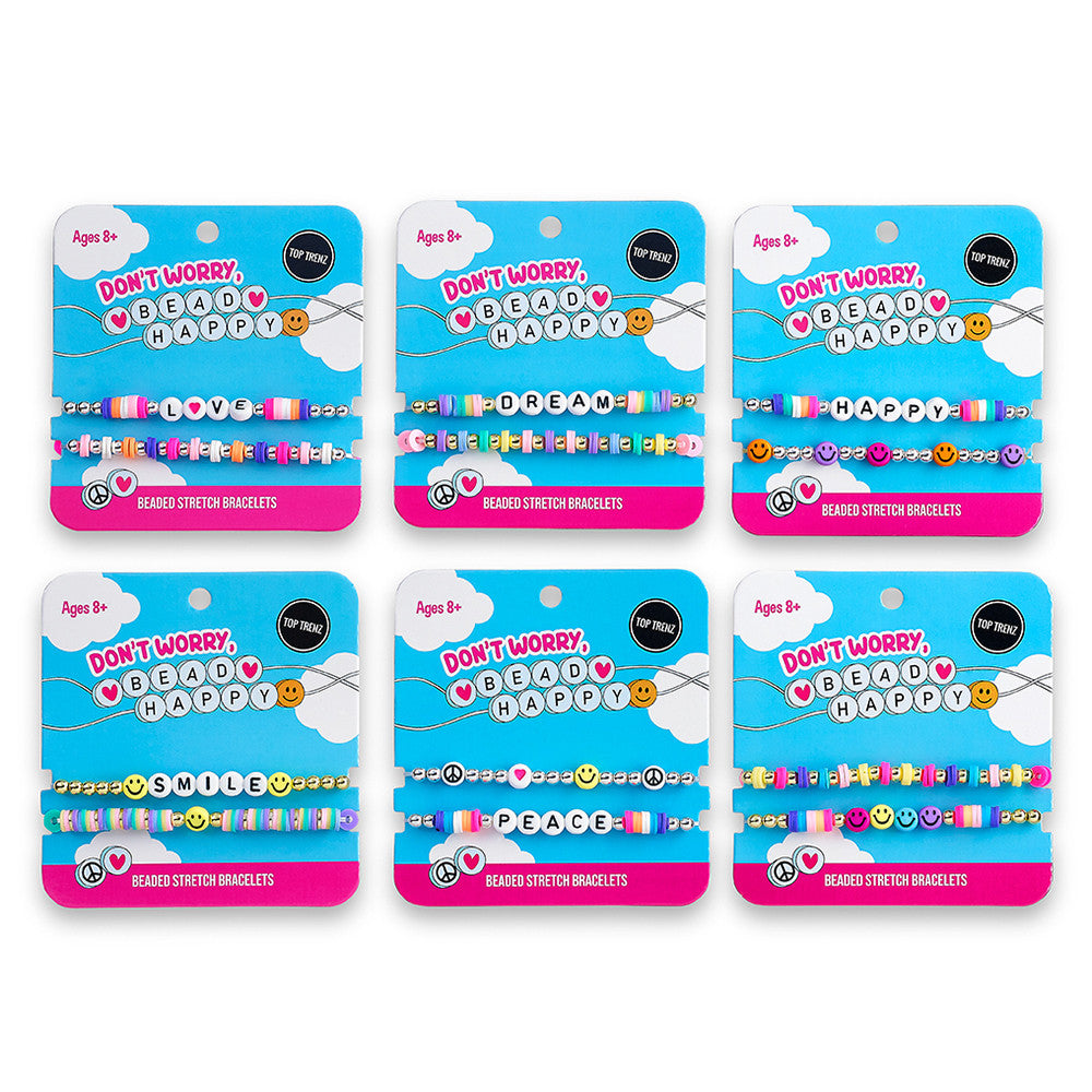 Top Trenz Don't Worry Bead Happy -Stretch Beaded Bracelets Accessories