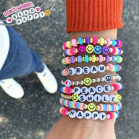 Top Trenz Don't Worry Bead Happy -Stretch Beaded Bracelets Accessories