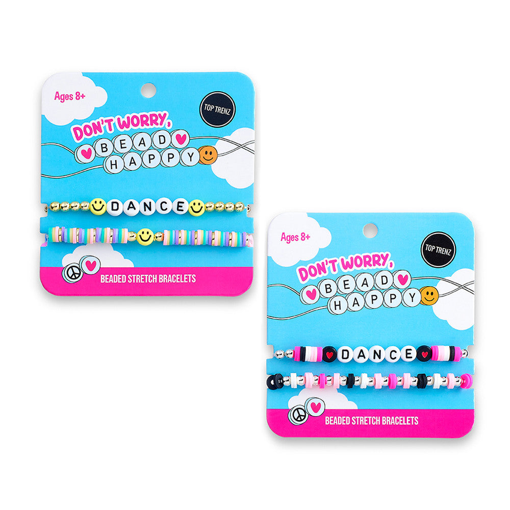 Top Trenz Don't Worry Bead Happy -Stretch Beaded Bracelets - Dance Edition Accessories