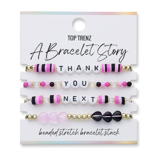 Top Trenz "Thank You, Next" Bracelet Set – Stackable Pop-Inspired Jewelry Accessories