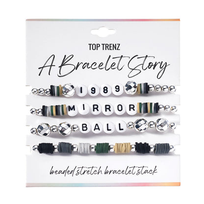 Top Trenz Mirror Ball Bracelet Story Set – 4-Piece Reflective Collection Accessories