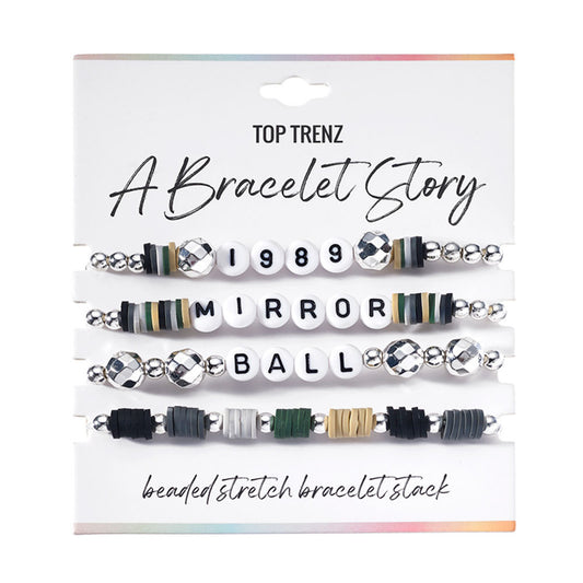 Top Trenz Mirror Ball Bracelet Story Set – 4-Piece Reflective Collection Accessories