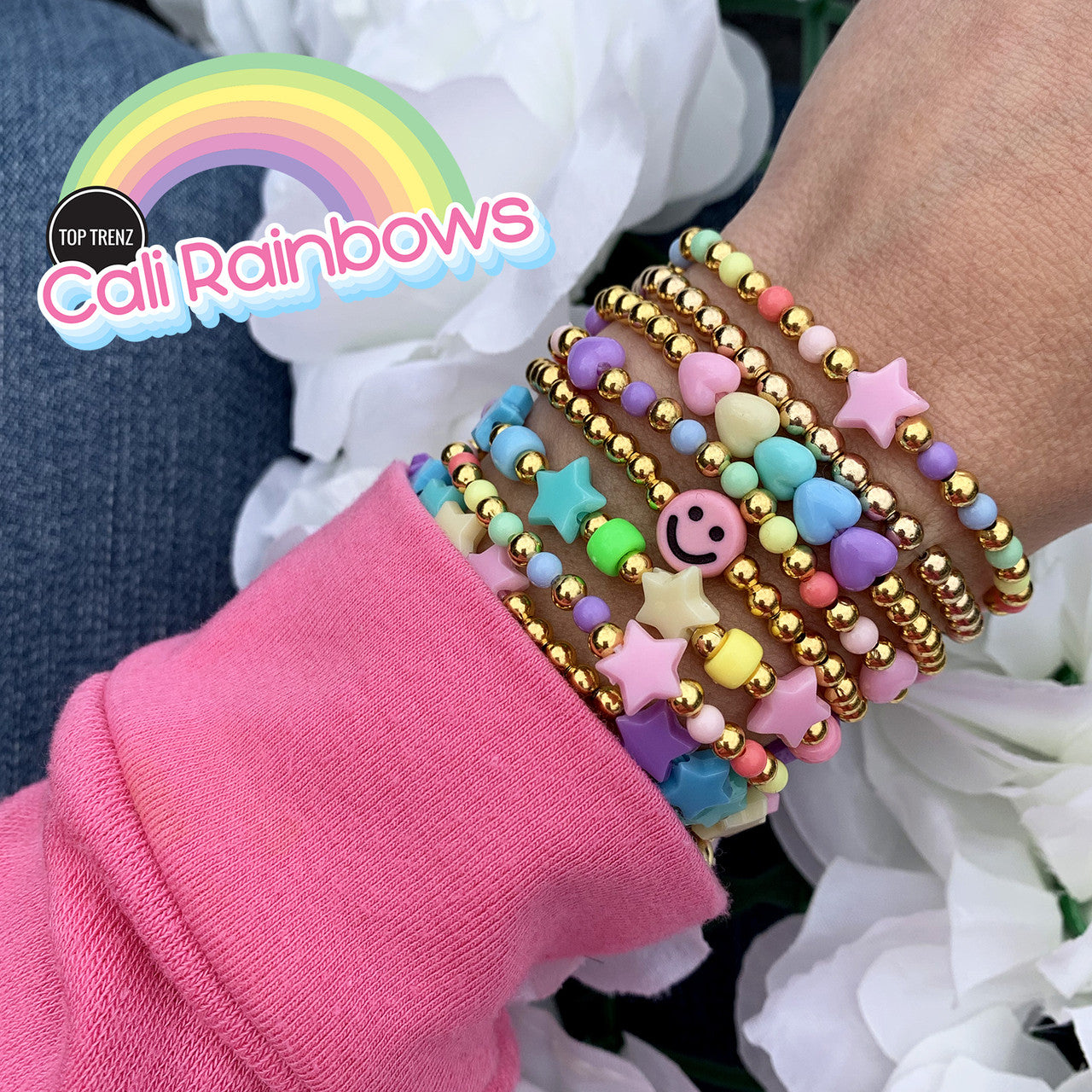 Top Trenz Cali Stretch Beaded Shell  Bracelets Accessories
