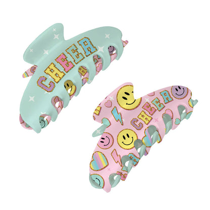 Top Trenz Two Sided Cheer Print Claw Hair Accessory Clip Accessories