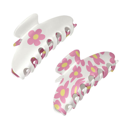 Top Trenz Large Two Sided Flower Printed Claw Hair Accessory Clip Accessories