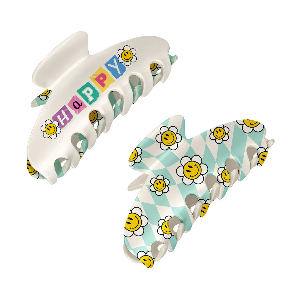 Top Trenz Large Two Sided Multicolored Printed Claw Hair Accessory Clip Accessories