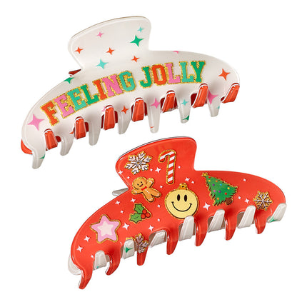 Top Trenz Two Sided Holiday Print Claw Hair Accessory Clip Accessories|Holiday