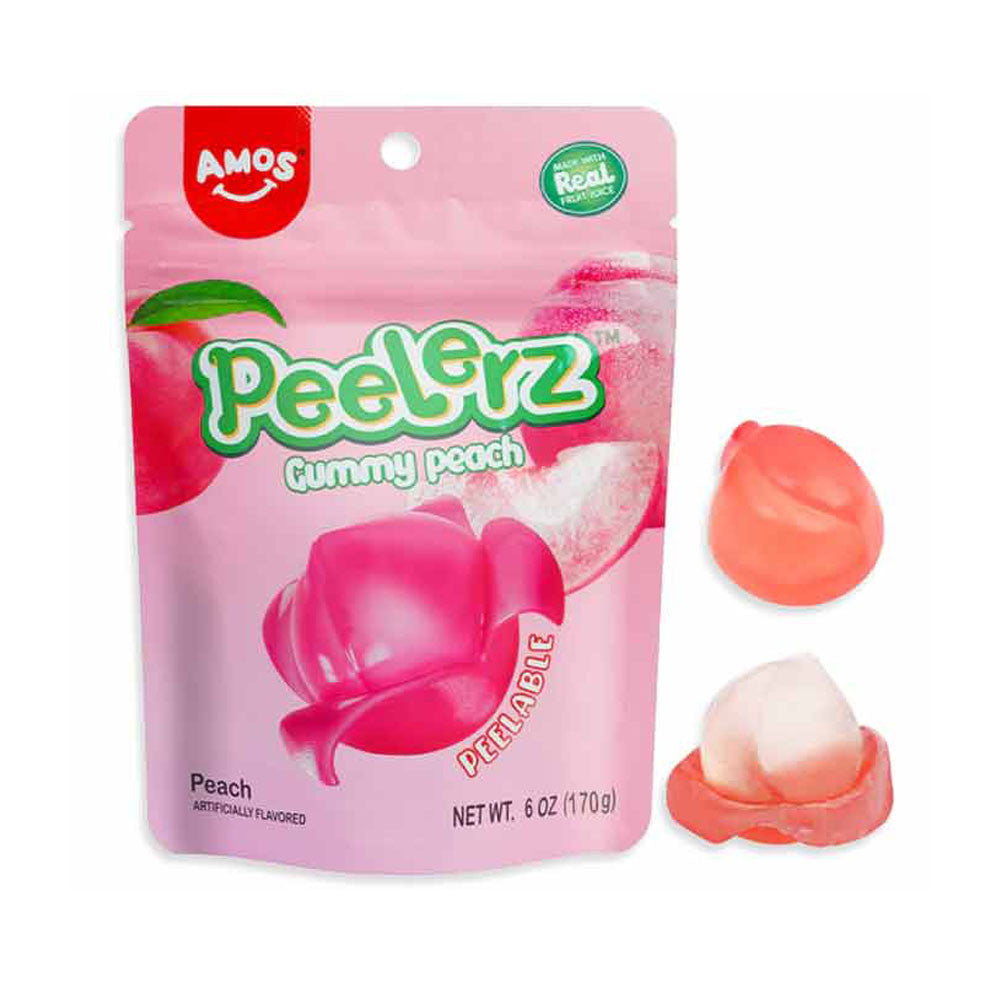 Top Trenz Amos Peelerz Gummy Peach – Peelable Peach-Flavored Candy Candy
