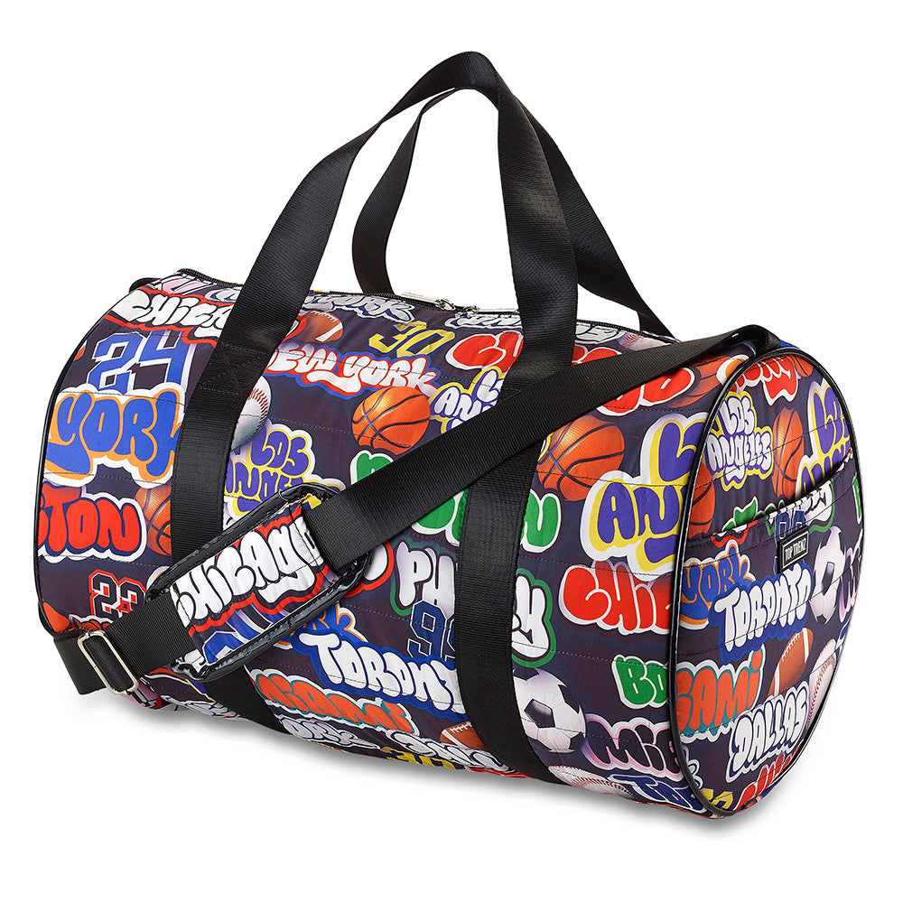 Top Trenz Sports Nation Puffer Duffle Bag - Trendy Youth Sports Bag Bags