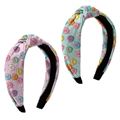 Top Trenz Hearts Printed Knot Headbands Accessory For All Accessories|Holiday