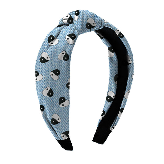 Top Trenz Denim Yin Yang Print Knot Headband Accessories