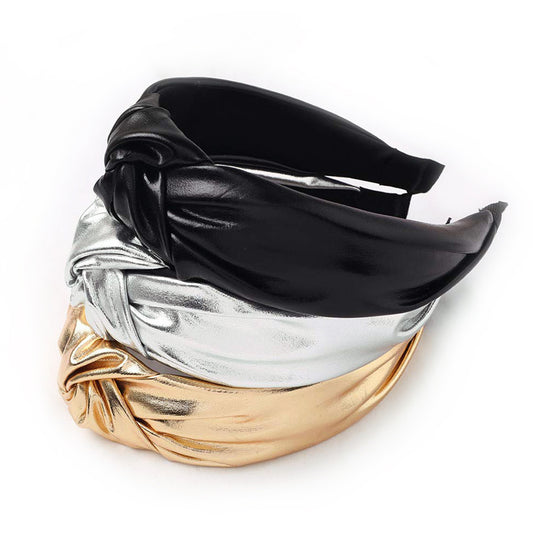 Top Trenz Metallic Leather Knot Headband Accessories