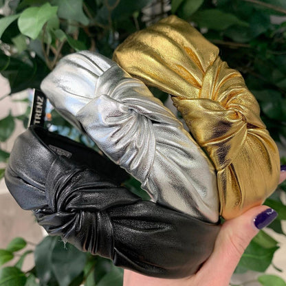 Top Trenz Metallic Leather Knot Headband Accessories