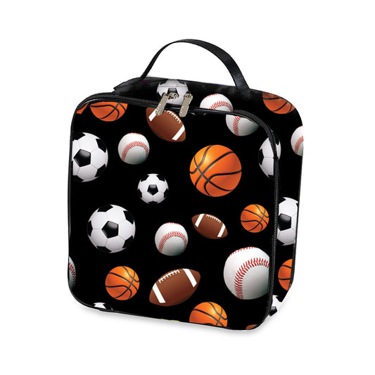 Top Trenz Black Sports Insulated Lunch Box For Camp And School Bags