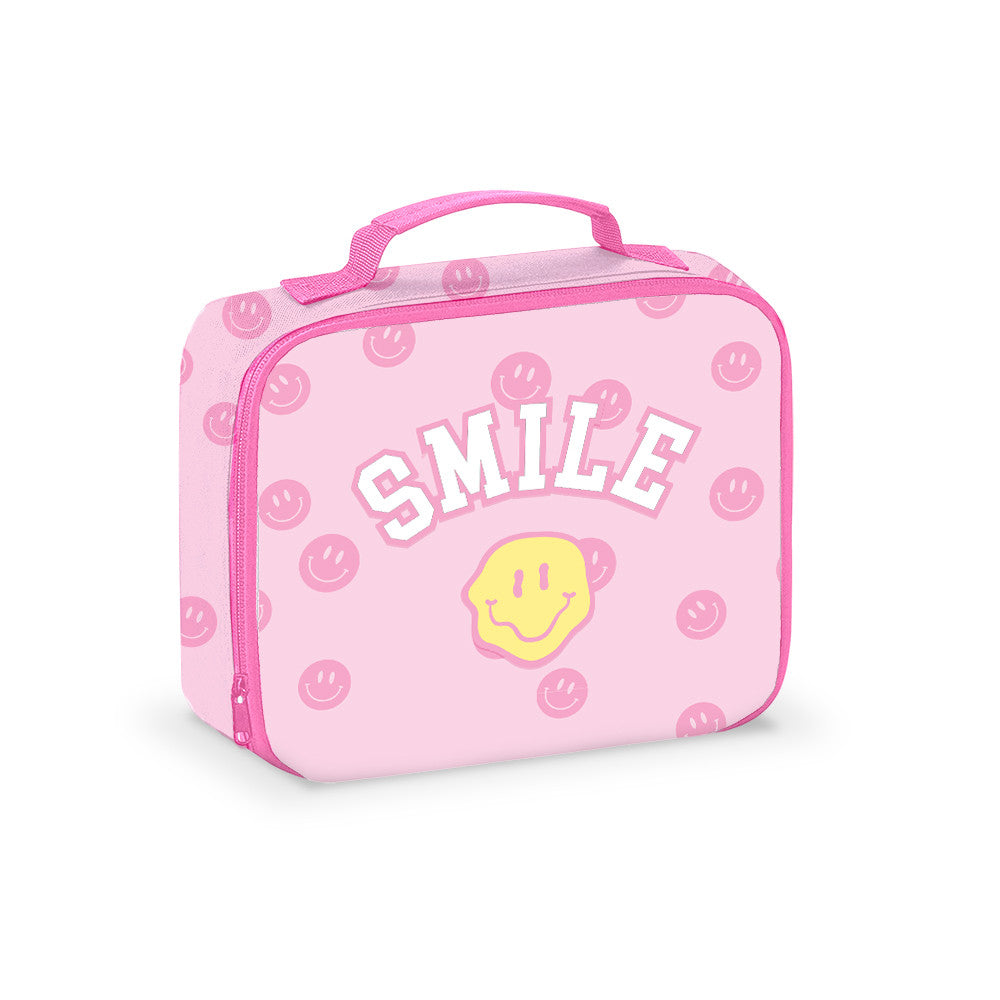 Top Trenz Canvas Pink Printed Lunch Box For Camp And School Bags