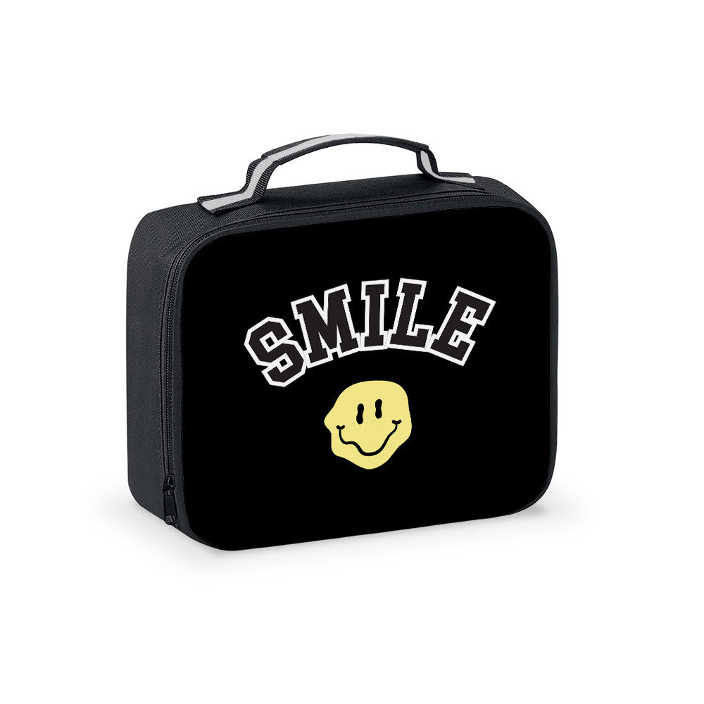 Top Trenz Canvas Smile Printed Lunch Box For Camp And School Bags