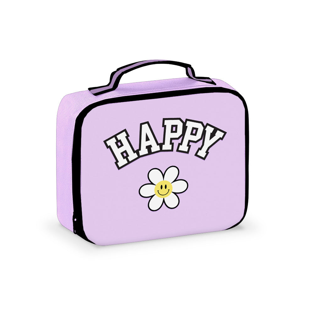 Top Trenz Canvas Happy  Printed Lunch Box For Camp And School Bags