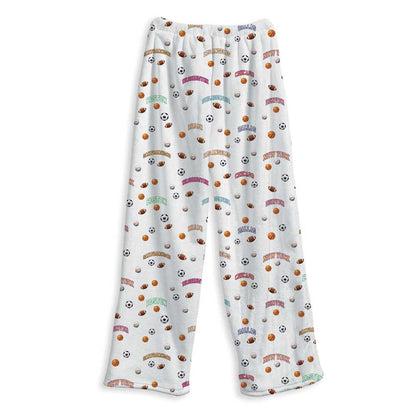 Top Trenz Sports Balls Fuzzy Lounge Pants  – Soft Cozy Pajama Bottoms Apparel