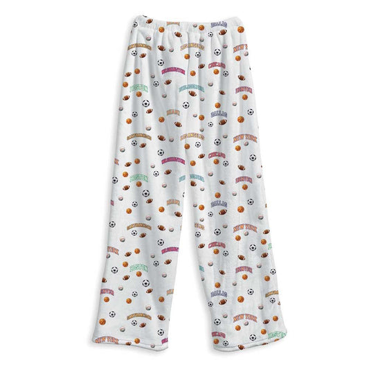 Top Trenz Sports Balls Fuzzy Lounge Pants  – Soft Cozy Pajama Bottoms Apparel