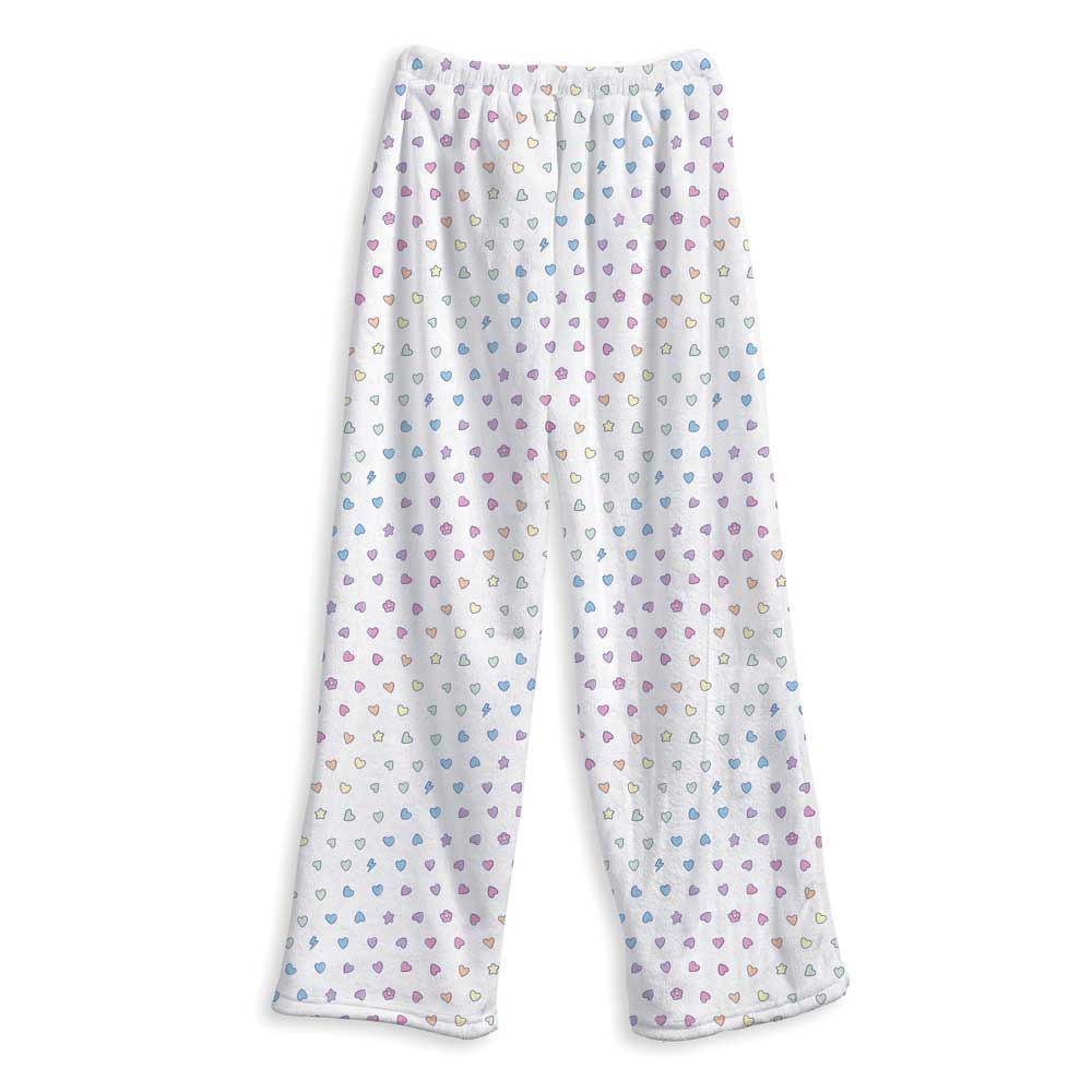 Top Trenz Girls Fuzzy Lounge Pants with Colorful Multi-Heart Pattern – Soft Cozy Pajama Bottoms Apparel|Holiday