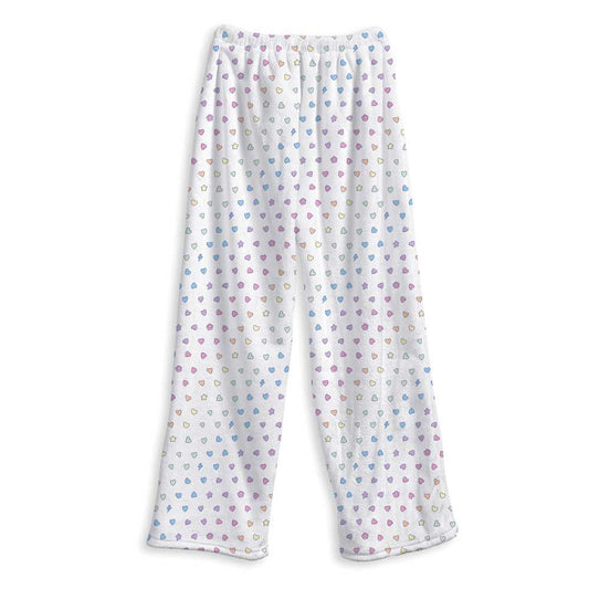 Top Trenz Girls Fuzzy Lounge Pants with Colorful Multi-Heart Pattern – Soft Cozy Pajama Bottoms Apparel|Holiday
