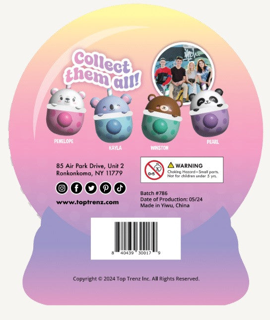 Top Trenz Sweet Bubble Tea Bear Plush Squishy Water Toy Toys|Plush