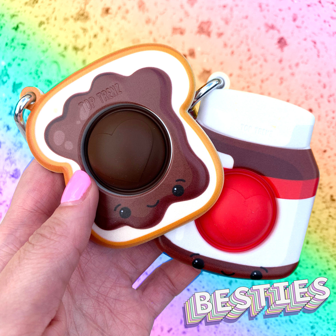 Top Trenz OMG Mega Pop Best Friend Keychains - Hazelnut Spread and Toast Toys
