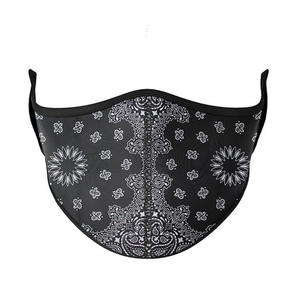 Top Trenz Printed Black Bandana Face Mask For Tweens And Adults Accessories