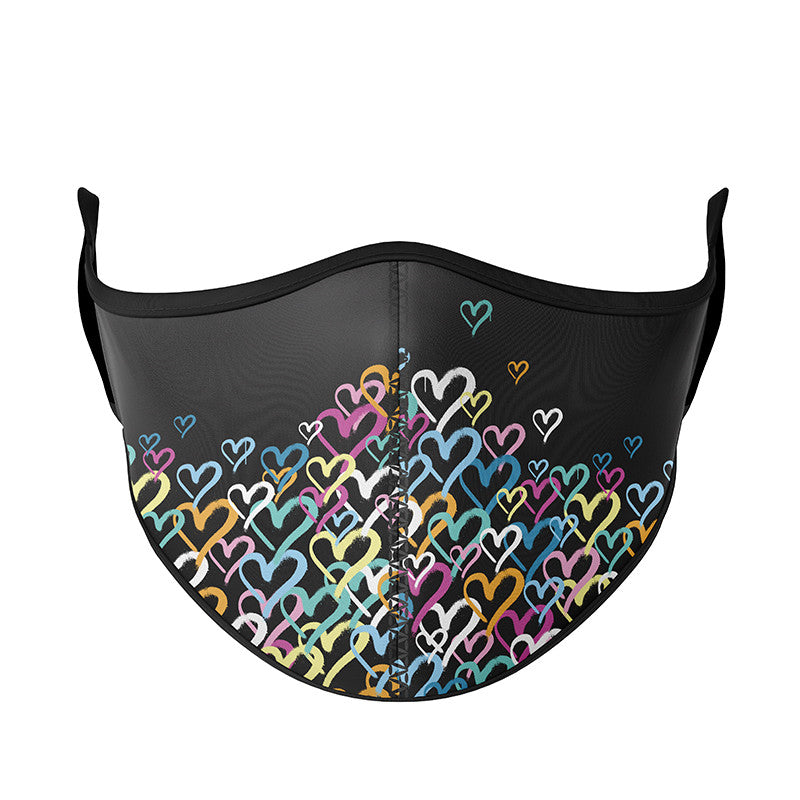 Top Trenz Printed Black Graffiti Heart Face Fashion Mask Accessories