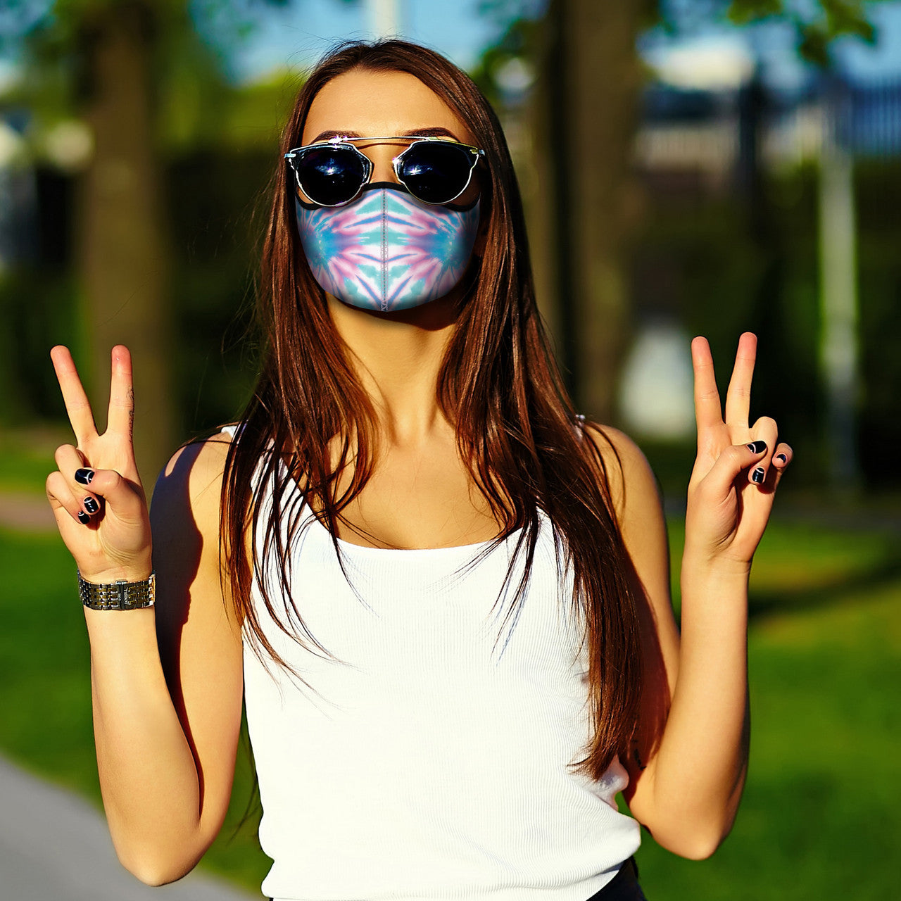 Top Trenz Fun And Fashionable Tie-Dye Face Cloth Mask Accessories