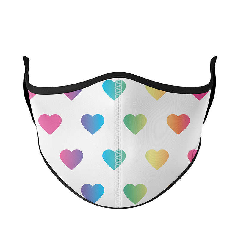 Top Trenz Printed Multi Rainbow Heart Face Mask Accessories