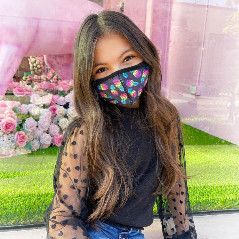 Top Trenz Rainbow Pineapple Face Mask Accessories