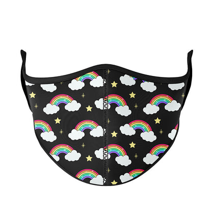 Top Trenz Black Rainbow with Clouds Face Mask Accessories