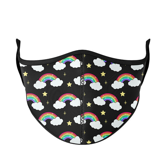 Top Trenz Black Rainbow with Clouds Face Mask Accessories