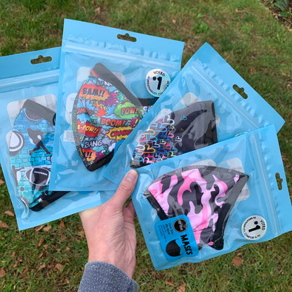 Top Trenz White Graffiti Heart V2 Face Mask Accessories