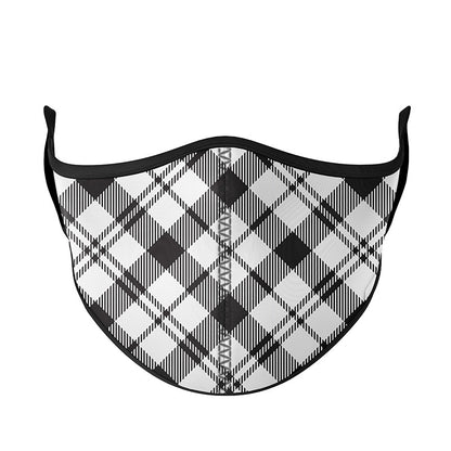 Top Trenz Black & White Stripe Plaid Face Mask Accessories