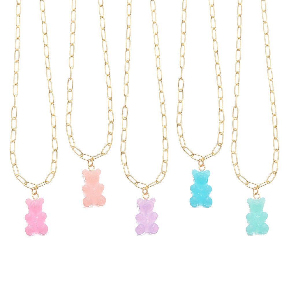 Top Trenz Unique Bear Paperclip Charm Necklaces Accessories