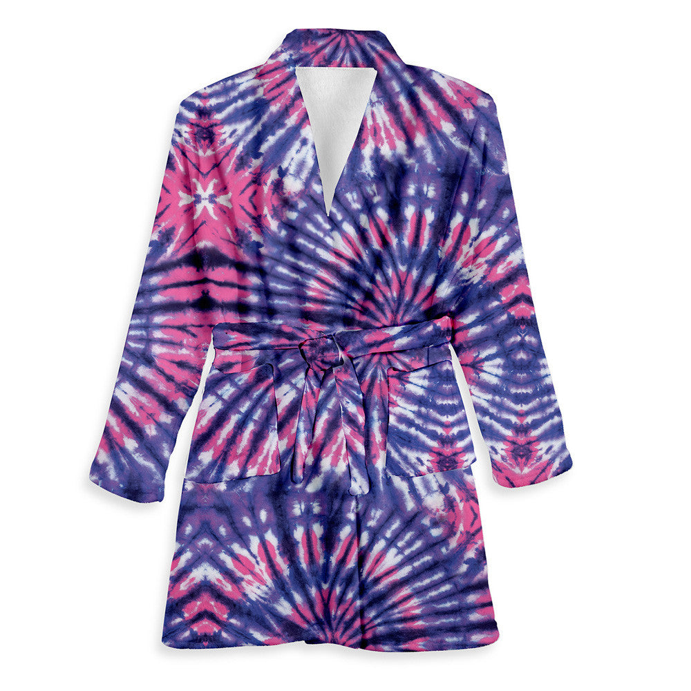 Top Trenz Grapevine Tie Dye Fuzzy Cozy Bathrobe For Girls Apparel