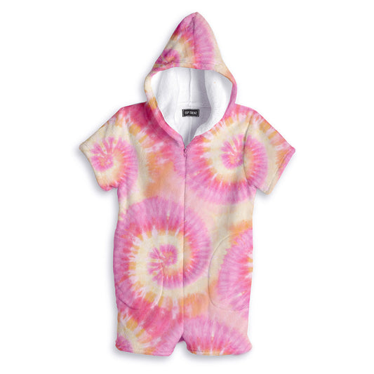 Top Trenz Adorable Printed Tie-Dye Fuzzy Romper Loungewear Apparel